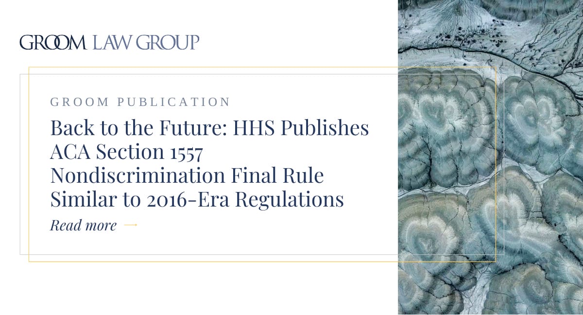 Back To The Future: HHS Publishes ACA Section 1557 Nondiscrimination ...